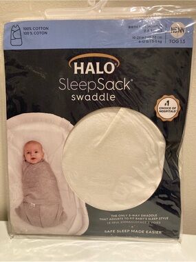 Halo SleepSack Swaddle One-Piece in White New Unopened Package